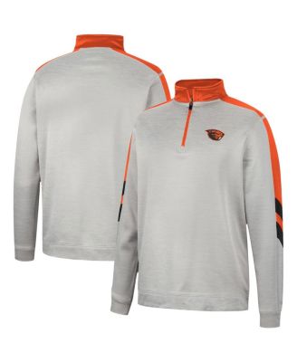 Men's Gray and Orange Oregon State Beavers Bushwood Fleece Quarter-Zip Jacket