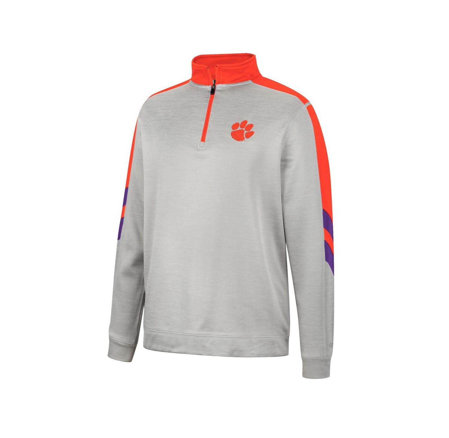 Men's Gray and Orange Clemson Tigers Bushwood Fleece Quarter-Zip Jacket