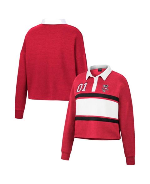 Женская рубашка Colosseum Heather Red Wisconsin Badgers I Love My Job Rugby Long Sleeve