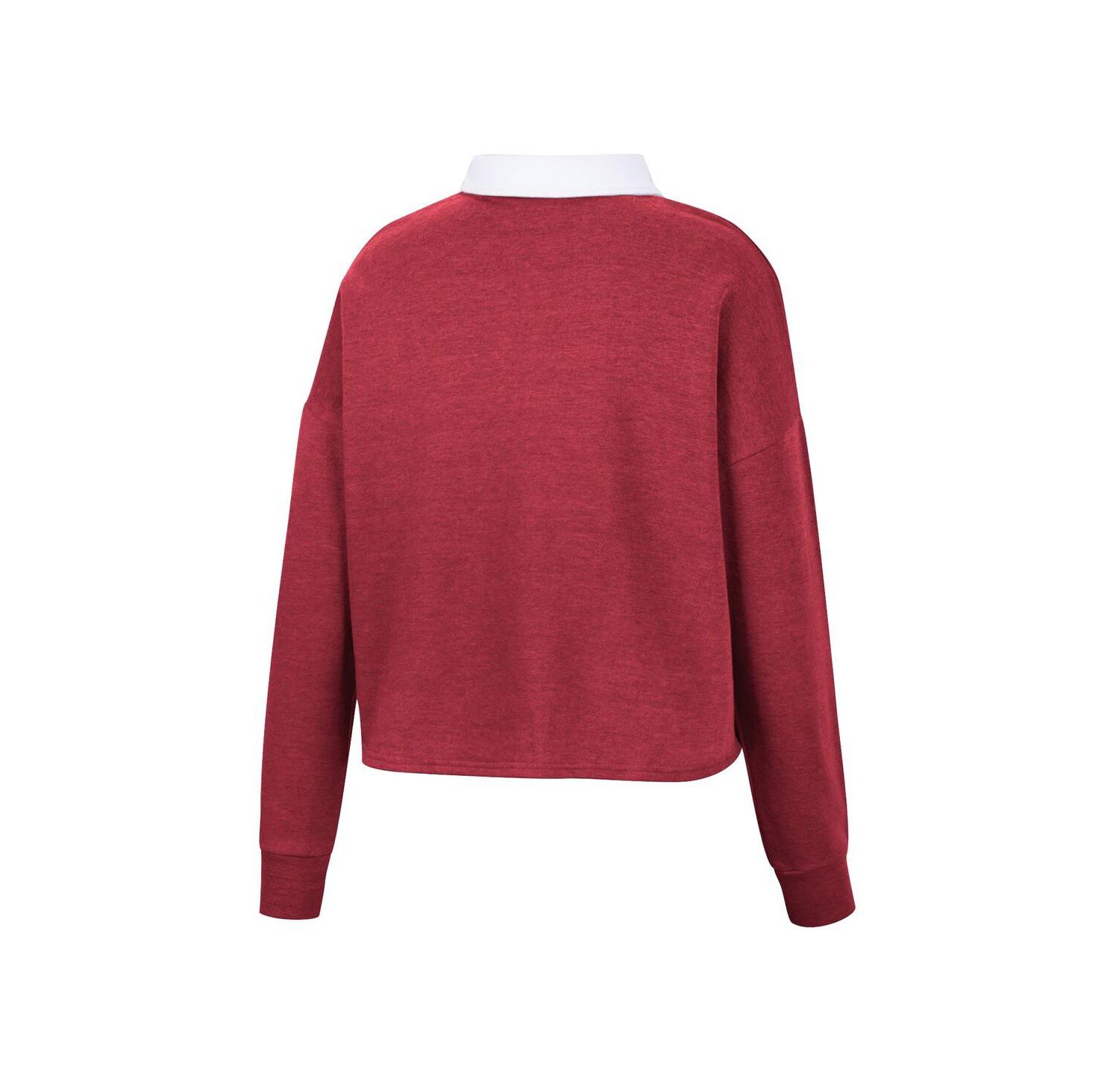Women's Crimson Oklahoma Sooners I Love My Job Rugby Long Sleeve Shirt