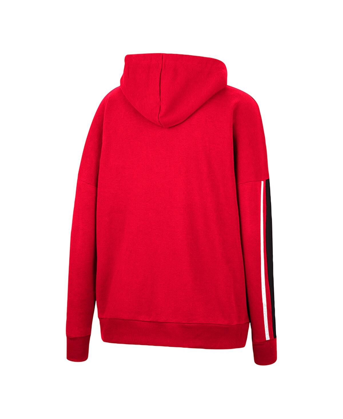 Shop Colosseum Women's  Red Wisconsin Badgers Serena Oversized Sleeve Striping Pullover Hoodie