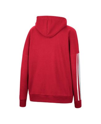 Women's Crimson Oklahoma Sooners Serena Oversized Sleeve Striping V-Neck Pullover Hoodie