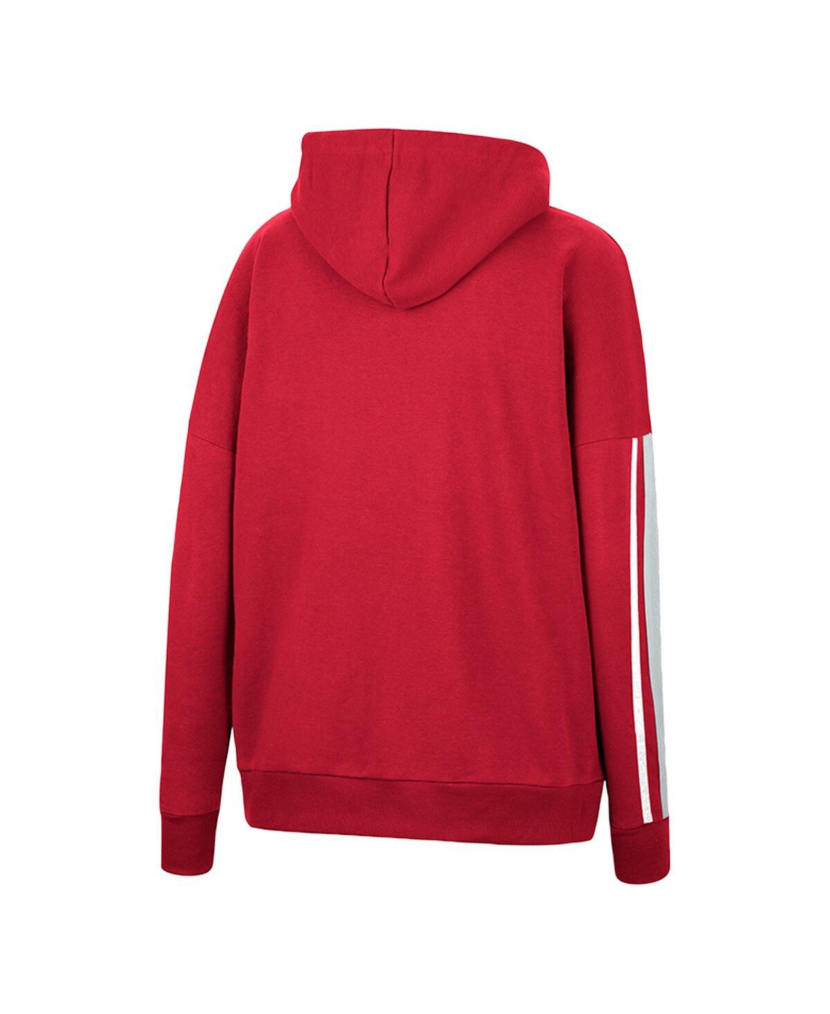 Colosseum Crimson Alabama Crimson Tide Serena Oversized Sleeve Striping V-neck Pullover Hoodie In Crimson
