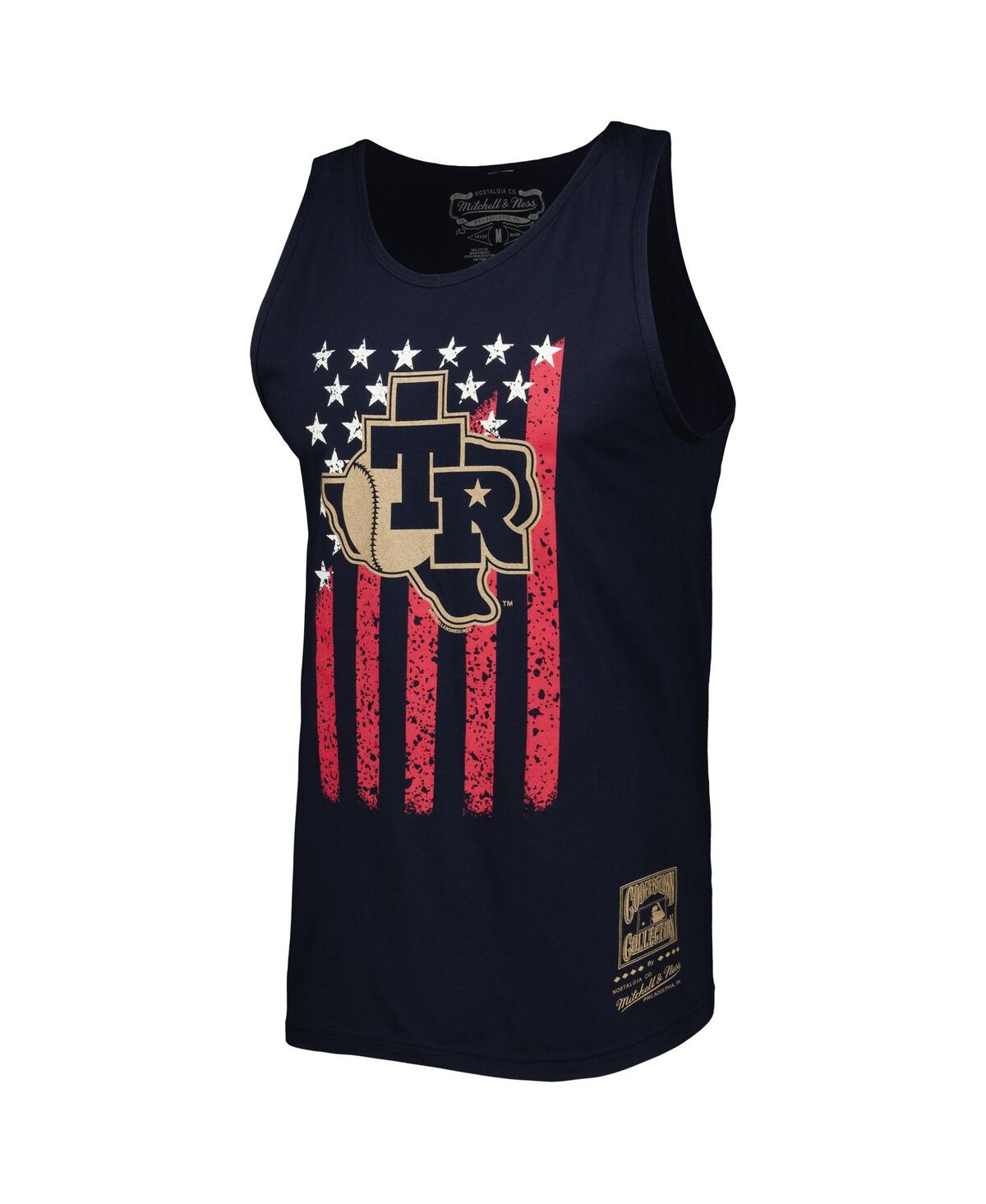 Mitchell & Ness Men's  Navy Texas Rangers Cooperstown Collection Stars And Stripes Tank Top In Navy
