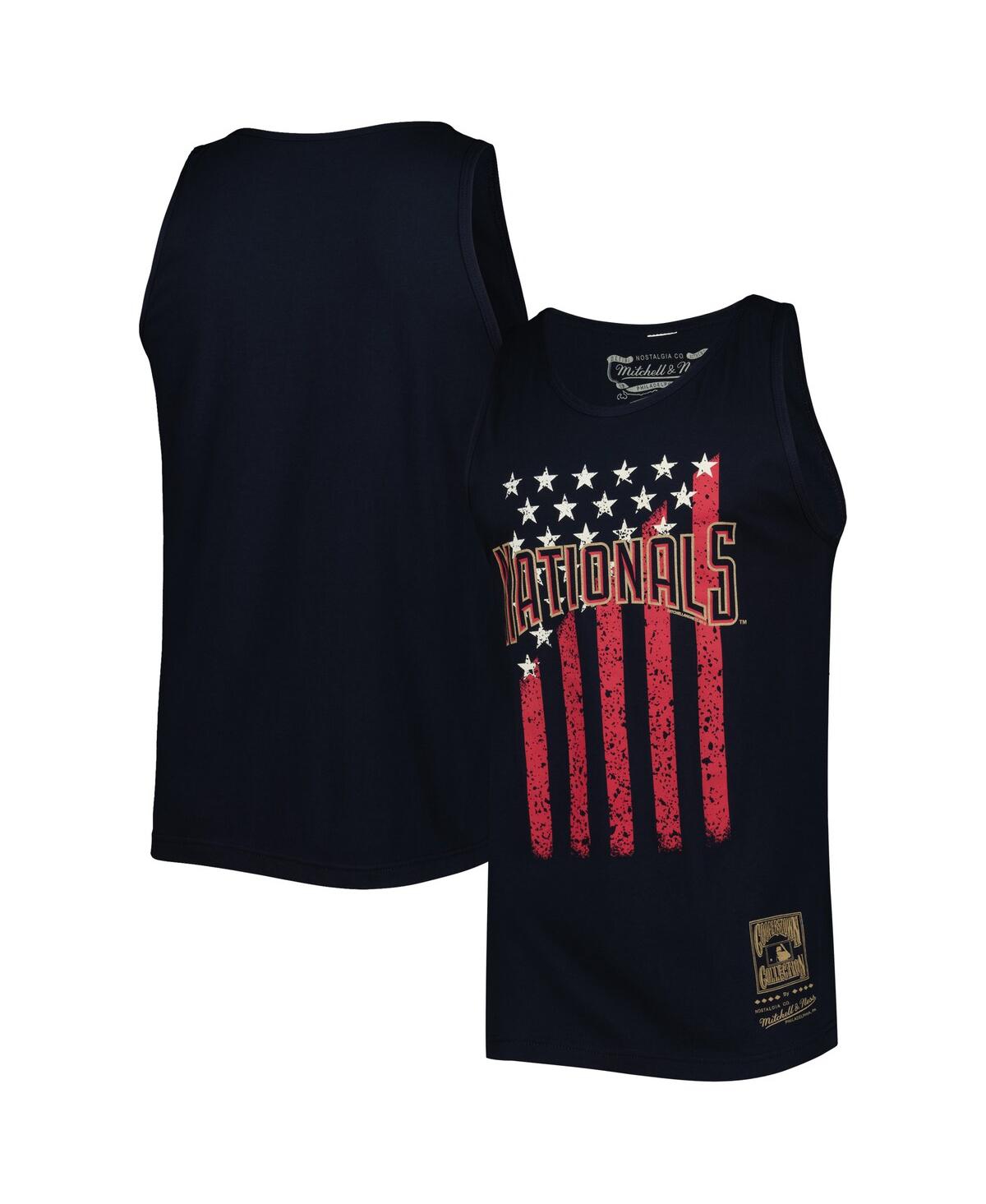 Shop Mitchell & Ness Men's  Navy Washington Nationals Cooperstown Collection Stars And Stripes Tank Top