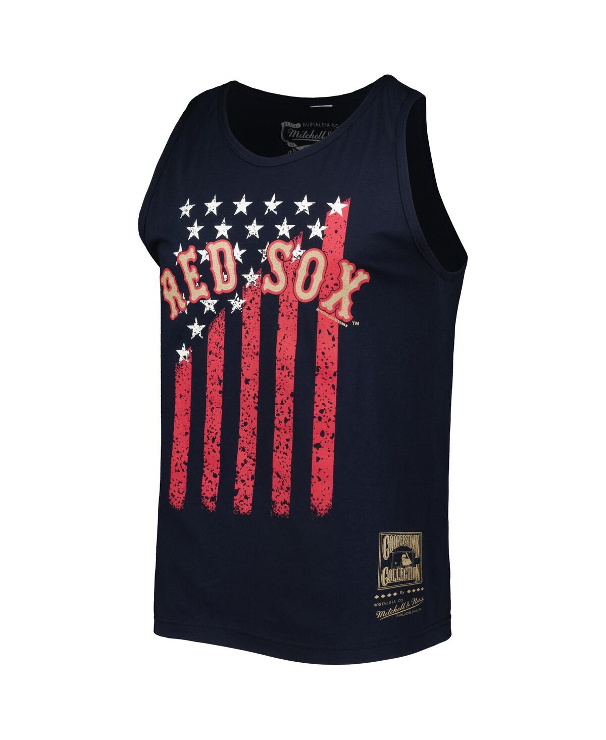Mitchell & Ness Men's  Navy Boston Red Sox Cooperstown Collection Stars And Stripes Tank Top In Blue