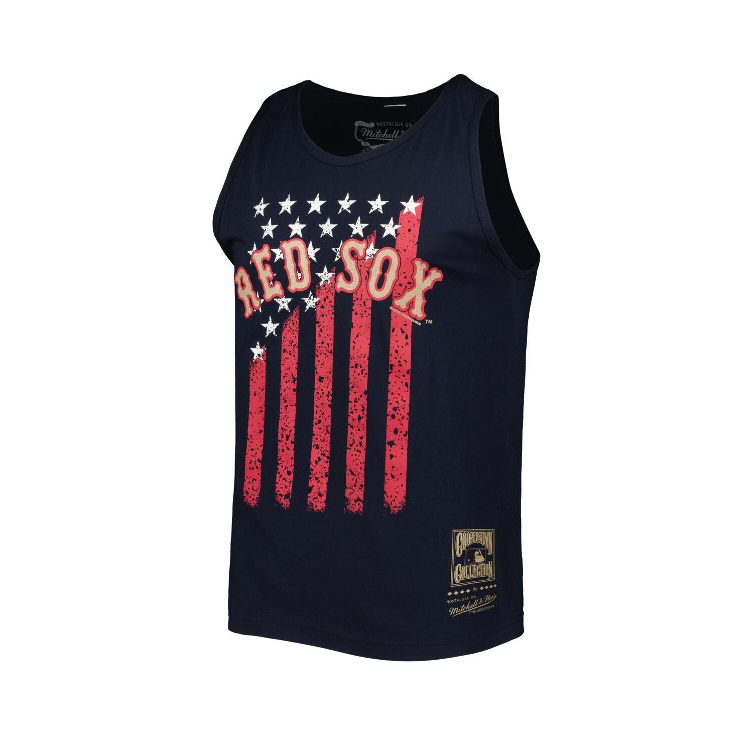 Men's Navy Boston Red Sox Cooperstown Collection Stars and Stripes Tank Top