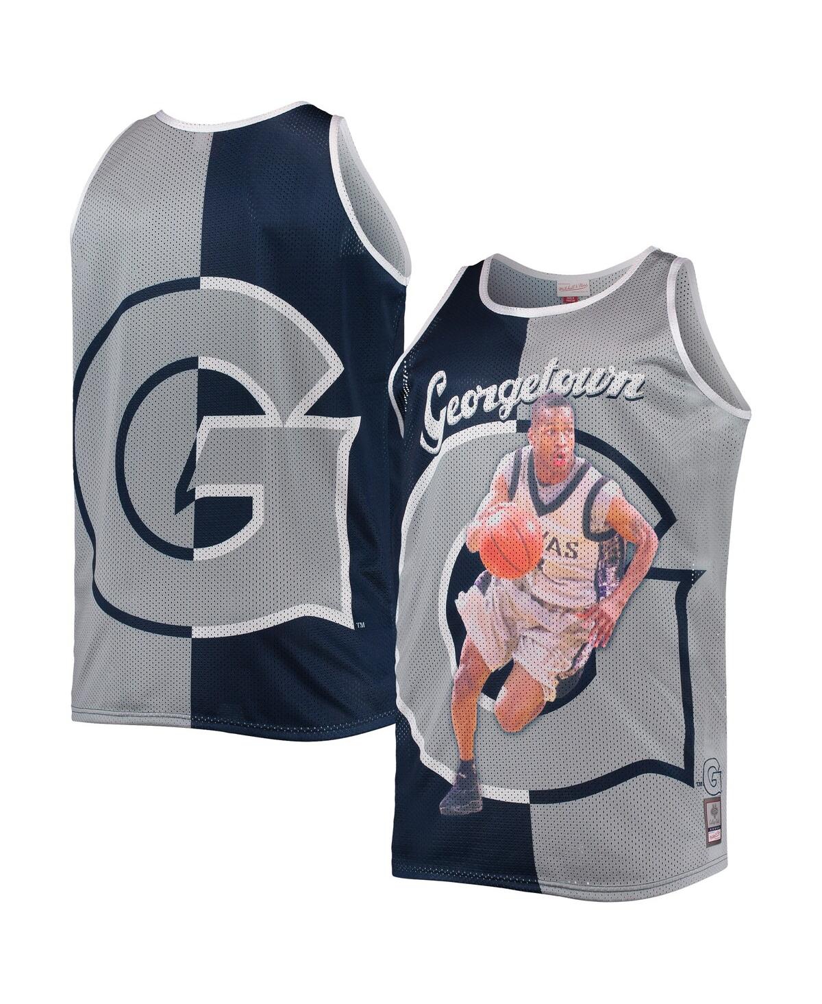 Mitchell & Ness Men's  Allen Iverson Navy, Gray Georgetown Hoyas Sublimated Player Big And Tall Tank In Navy,gray
