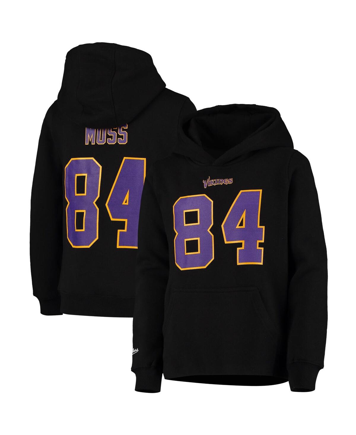 Big Boys Mitchell & Ness Randy MossMinnesota Vikings Retired Player Name and Number Fleece Pullover Hoodie - Black