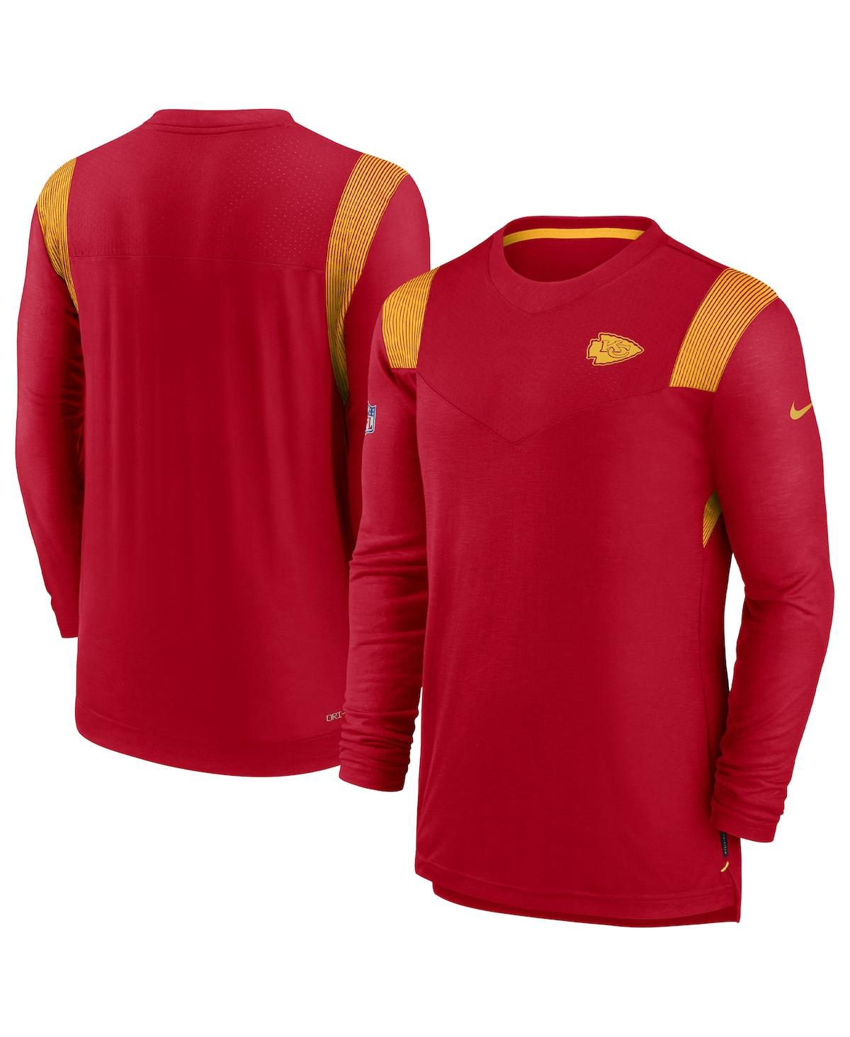 Shop Nike Men's  Red Kansas City Chiefs Sideline Tonal Logo Performance Player Long Sleeve T-shirt