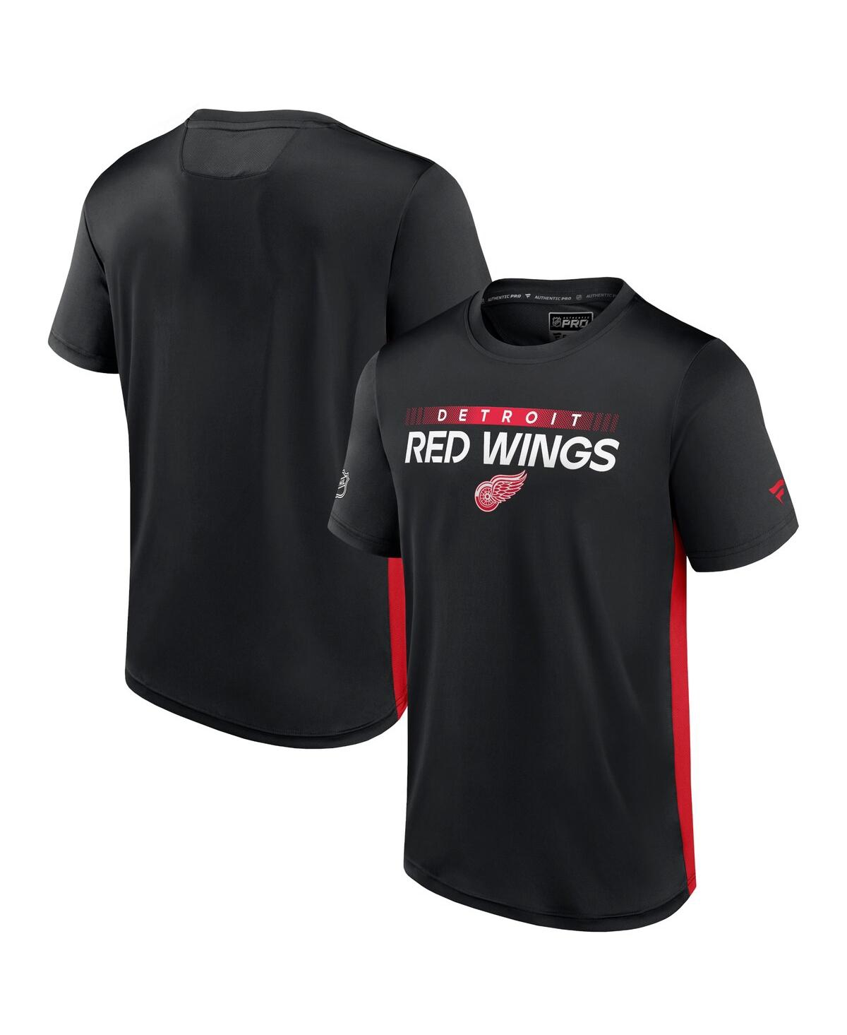 Fanatics Branded Black/red Detroit Red Wings Authentic Pro Rink Tech T-shirt In Black,red