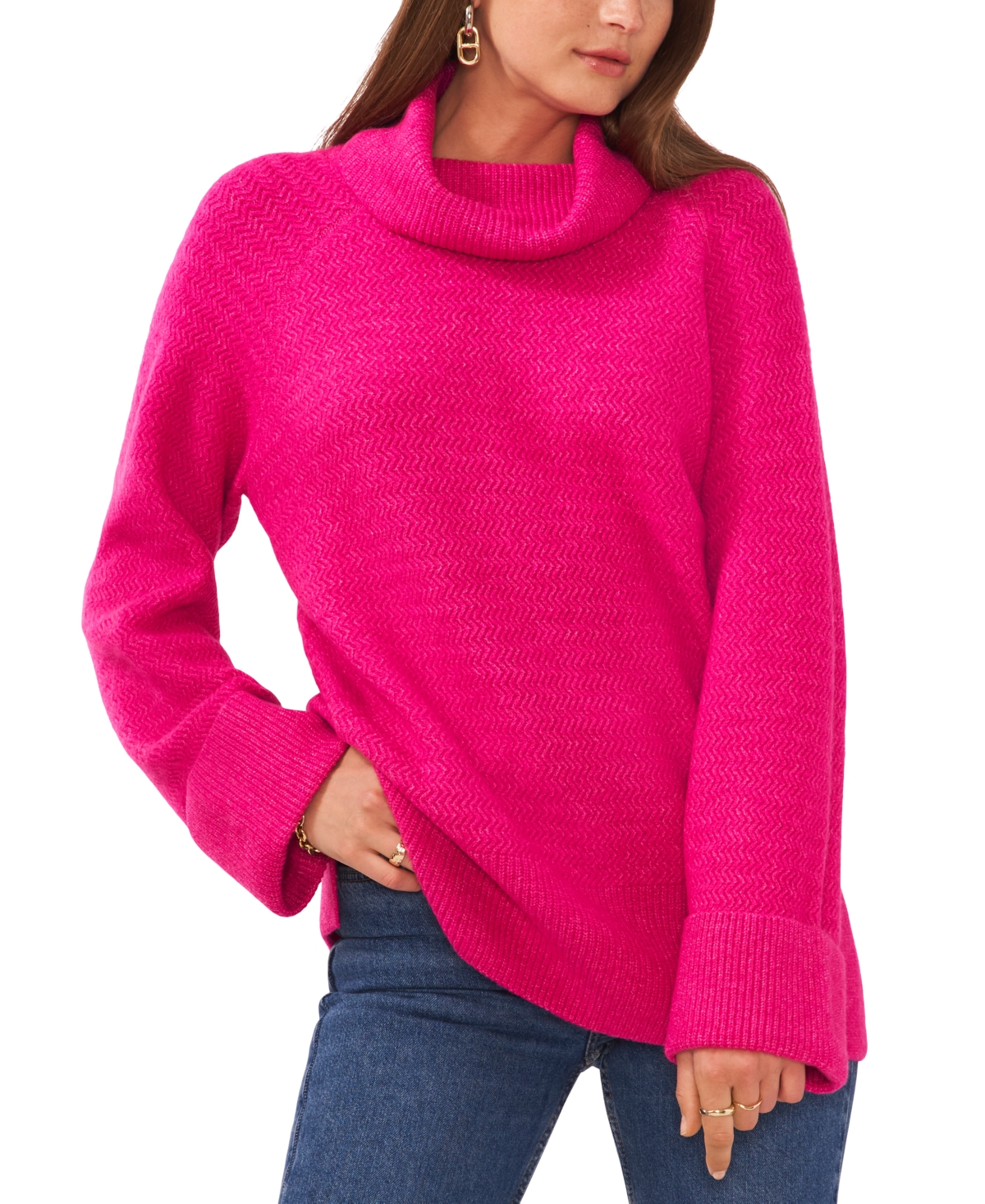 Vince Camuto Women's Turtleneck Cuffed Tunic Sweater