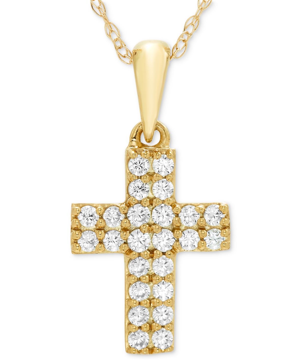 Macy's Diamond Cross 18" Pendant Necklace (1/5 Ct. T.w.) In Yellow Gold