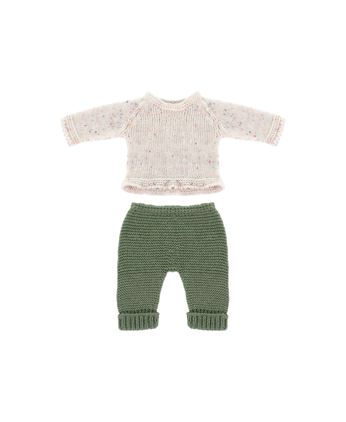 Miniland Kids' Knitted Doll Outfit 12.62" In Green And White