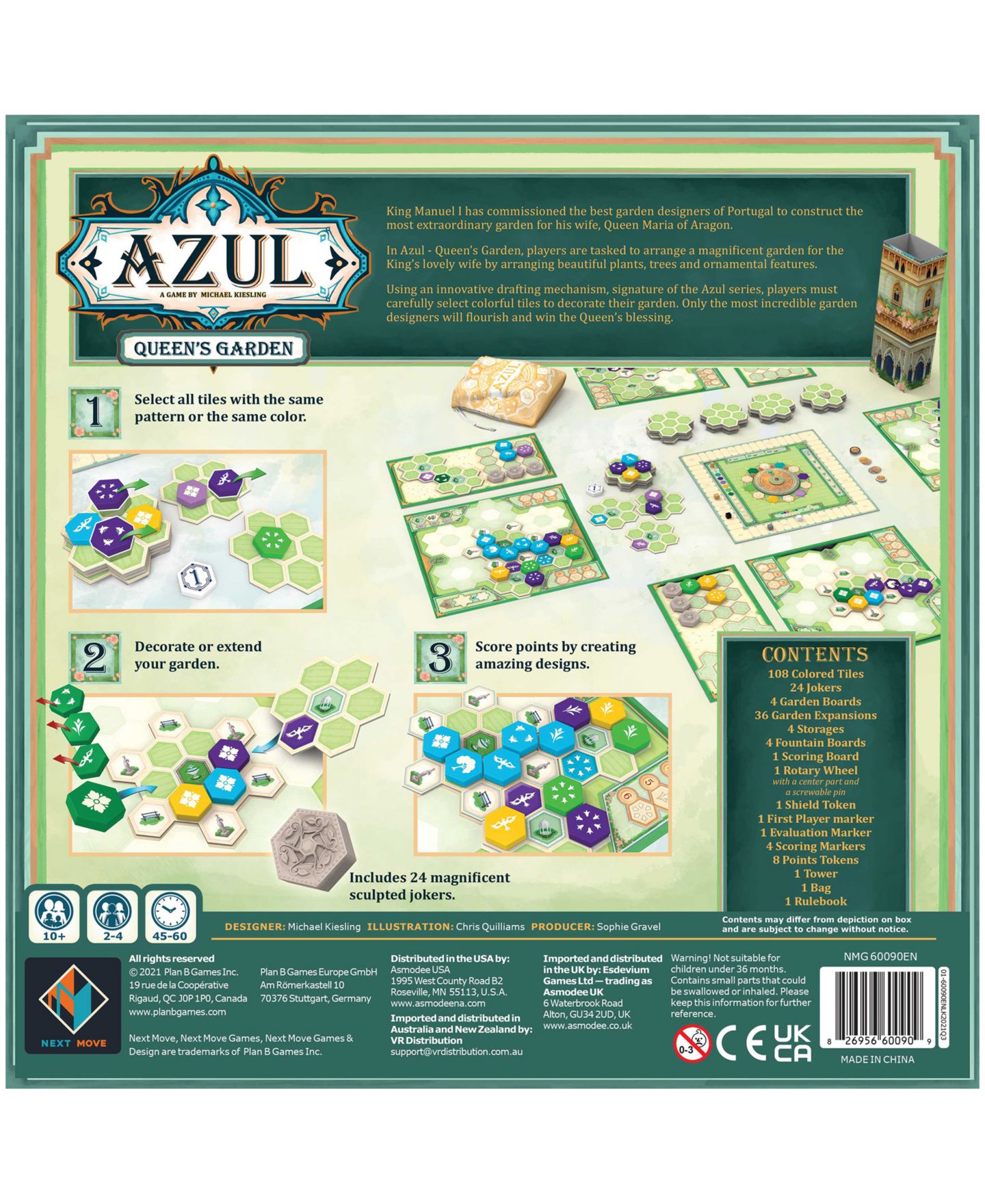 Детские настольные игры Next Move Games Azul Queen's Garden 182-Piece Strategy Family Board Game, Ages 10+ — фото 3