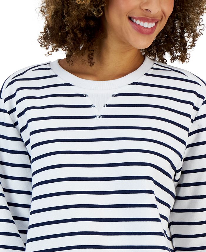 Karen Scott Womens Printed Crewneck Sweatshirt Blue Size Petite M