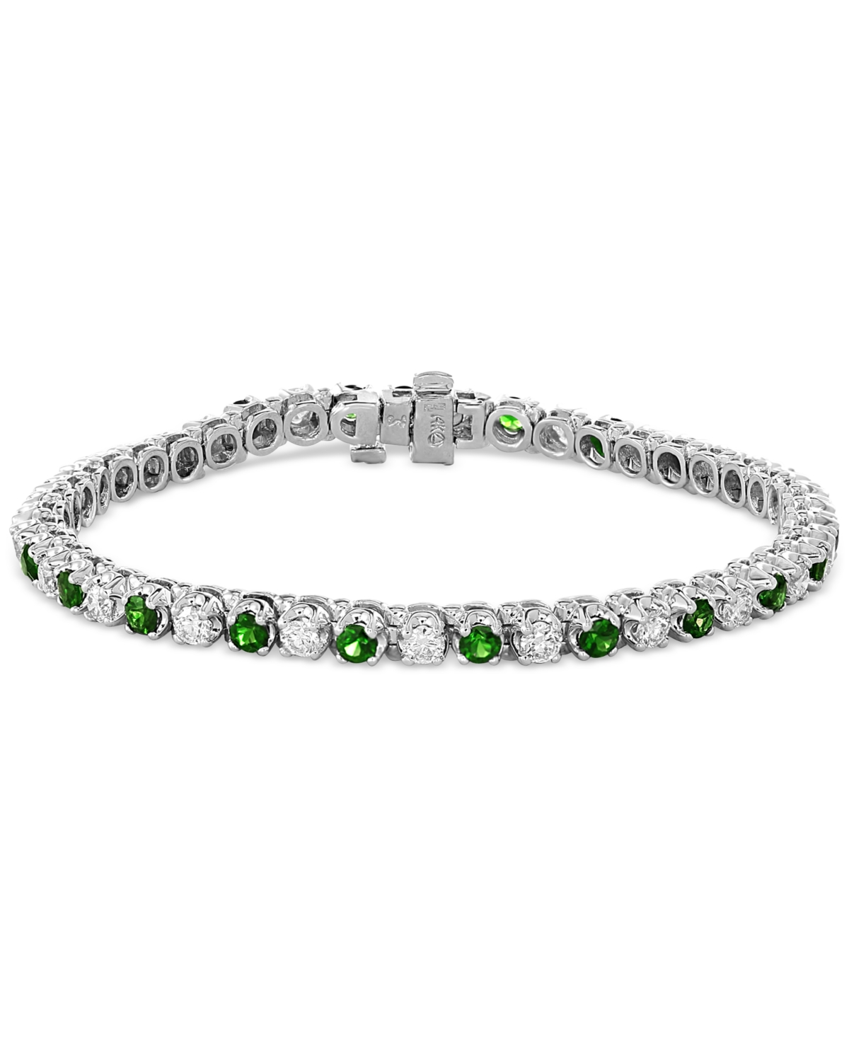 Effy Collection Effy Emerald (2-5/8 Ct. T.w.) & Diamond (2-1/6 Ct. T.w.) Tennis Bracelet In 14k White Gold