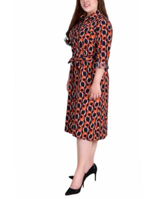 Plus Size Printed Shirt Dress
