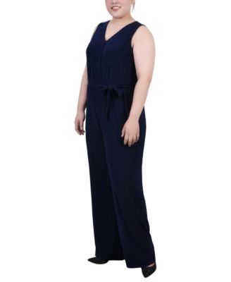 Plus Size Sleeveless Belted Jumpsuit