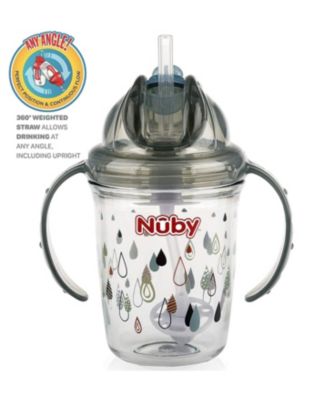 Toddler Tritan No Spill Flip N' Sip Twin Handle 360 Weighted Straw Cup, Grey