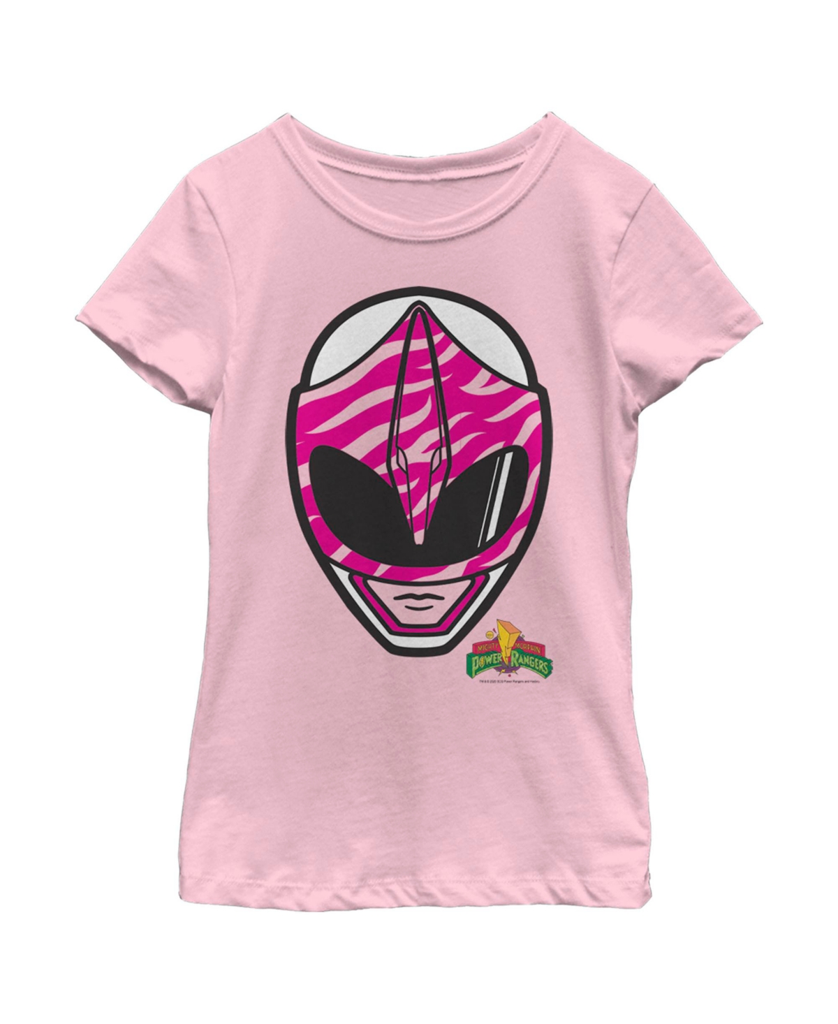 Hasbro Kids' Girl's Power Rangers Pink Ranger Helmet Child T-shirt In Light Pink