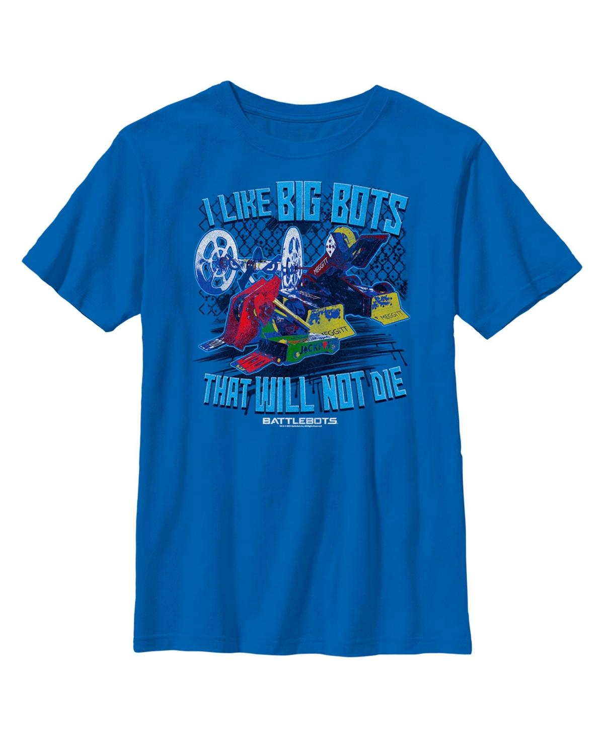 Battlebots Boy's  I Like Big Bots That Will Not Die Child T-shirt In Royal Blue