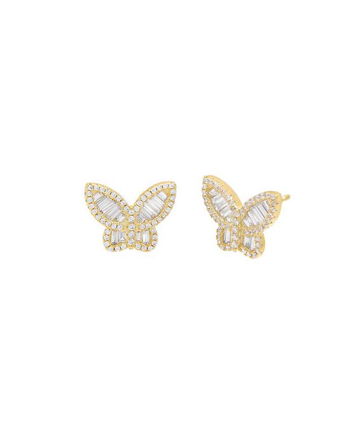 by Adina Eden Pave Baguette Butterfly Stud Earrings - Macy's