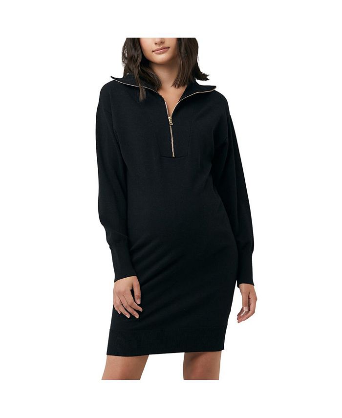 Ripe Maternity Maternity Zip Up Knit Dress Black - Macy's