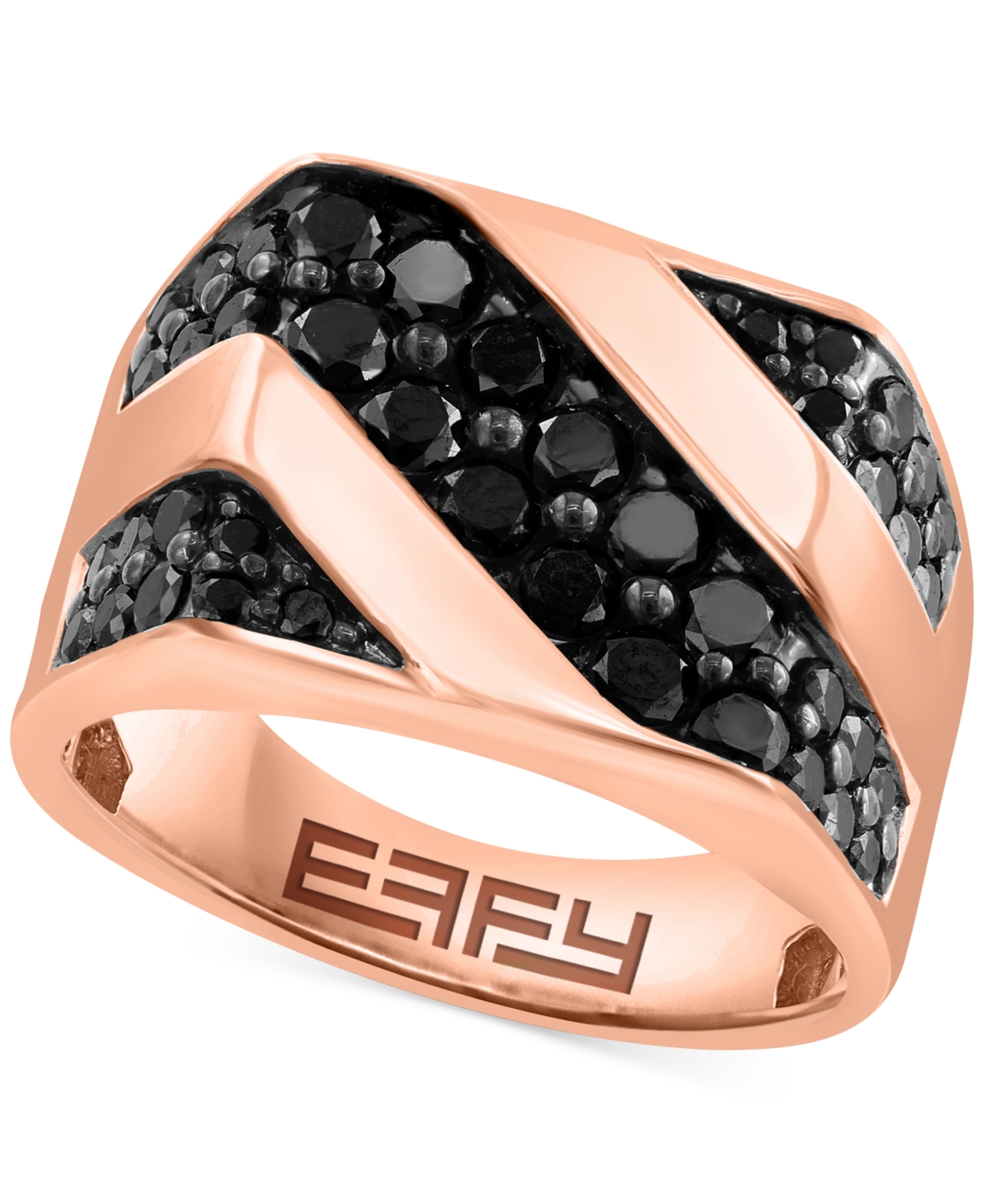 Effy Collection Effy Men's Black Diamond Diagonal Ring (2 Ct. T.w.) In 14k Rose Gold