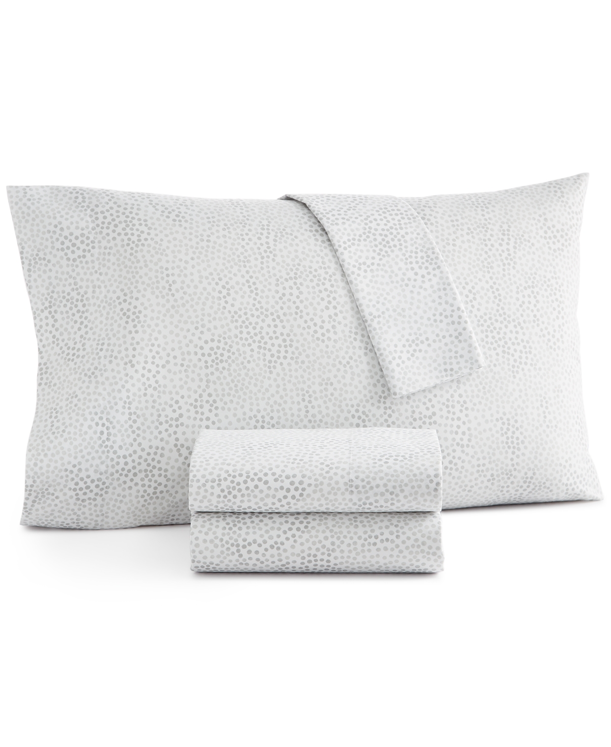 Home Design Easy Care Printed Microfiber 4-pc. Sheet Set, Full, Created For Macy's In Grey Dots