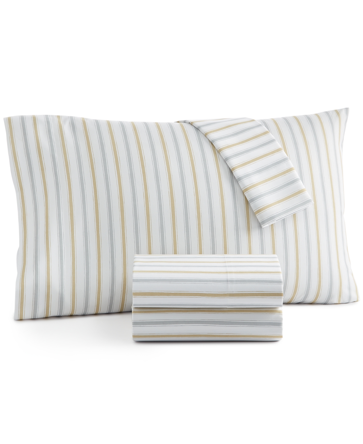 Home Design Easy Care Printed Microfiber 4-pc. Sheet Set, King, Created For Macy's In Neutral Stripe