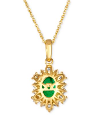 Costa Smeralda Emeralds (7/8 ct. t.w.) & Diamond (1/2 ct. t.w.) Halo Adjustable 20" Pendant Necklace in 14k Gold