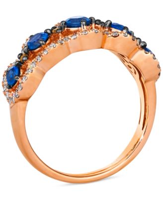 Blueberry Sapphire (3/4 ct. t.w.) & Diamond (7/8 ct. t.w.) Scalloped Ring in 14k Rose Gold
