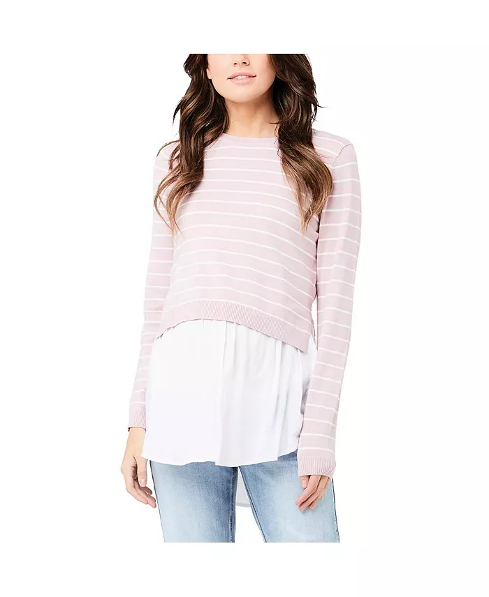 Maternity Sia Nursing Knit Dusty Pink / White
