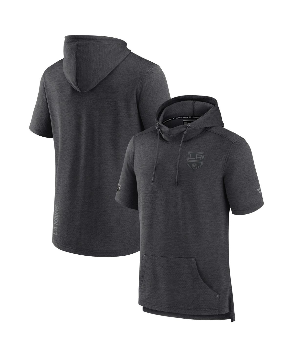 Men's FanaticsLos Angeles Kings Authentic Pro Road Performance Short Sleeve Pullover Hoodie - Heather Charcoal