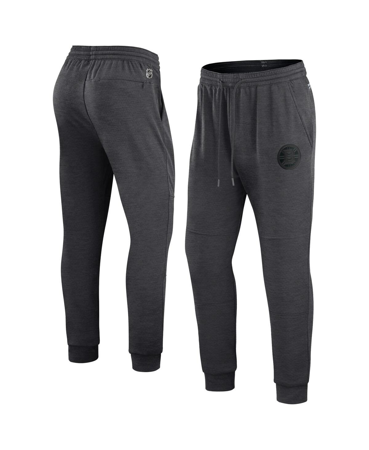 Shop Fanatics Men's  Heather Charcoal Boston Bruins Authentic Pro Road Jogger Sweatpants