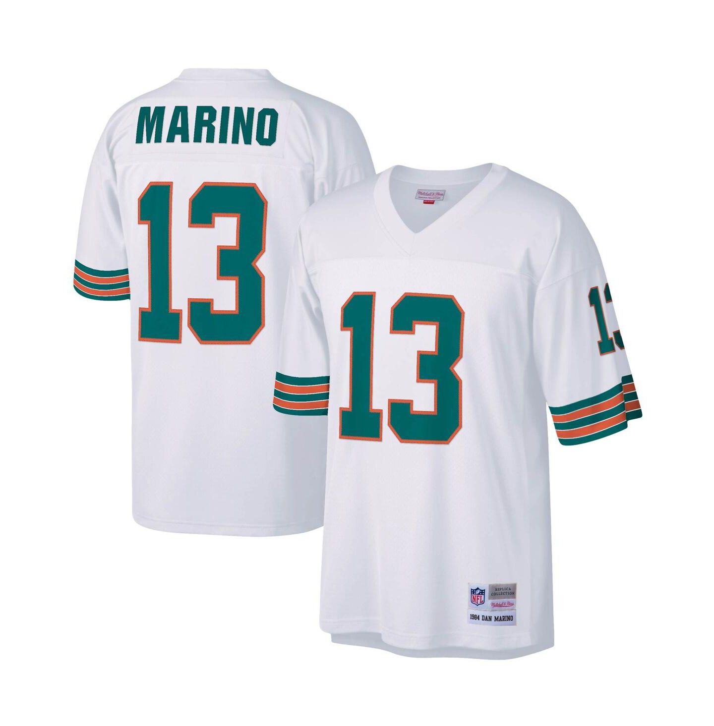 Мужской топ Mitchell & Ness Dan Marino White Miami Dolphins Big and Tall 1984 Retired Player Replica Jersey — фото 4