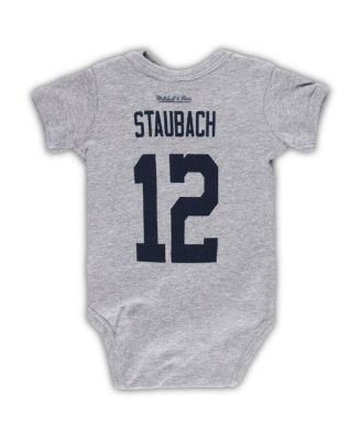 Newborn and Infant Boys and Girls Roger Staubach Heather Gray Dallas Cowboys Retired Player Mainliner Name and Number Bodysuit
