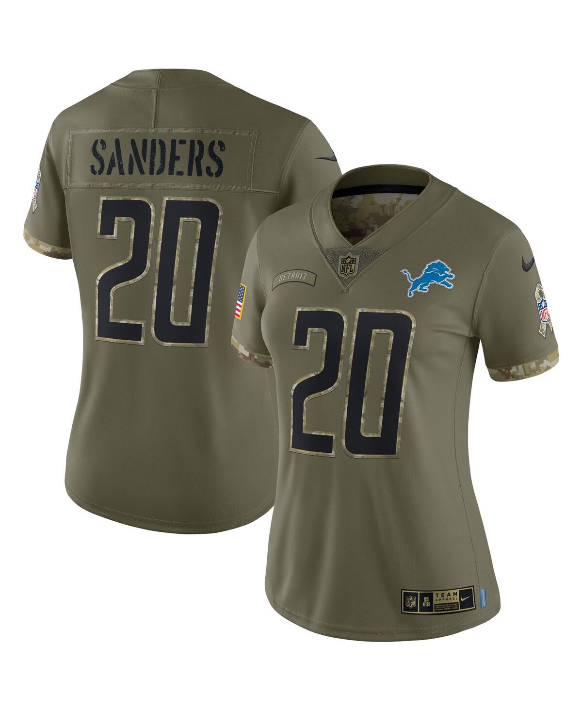 Women's Nike Barry Sanders Olive Detroit Lions 2022 Salute To Service Retired Player Limited Jersey