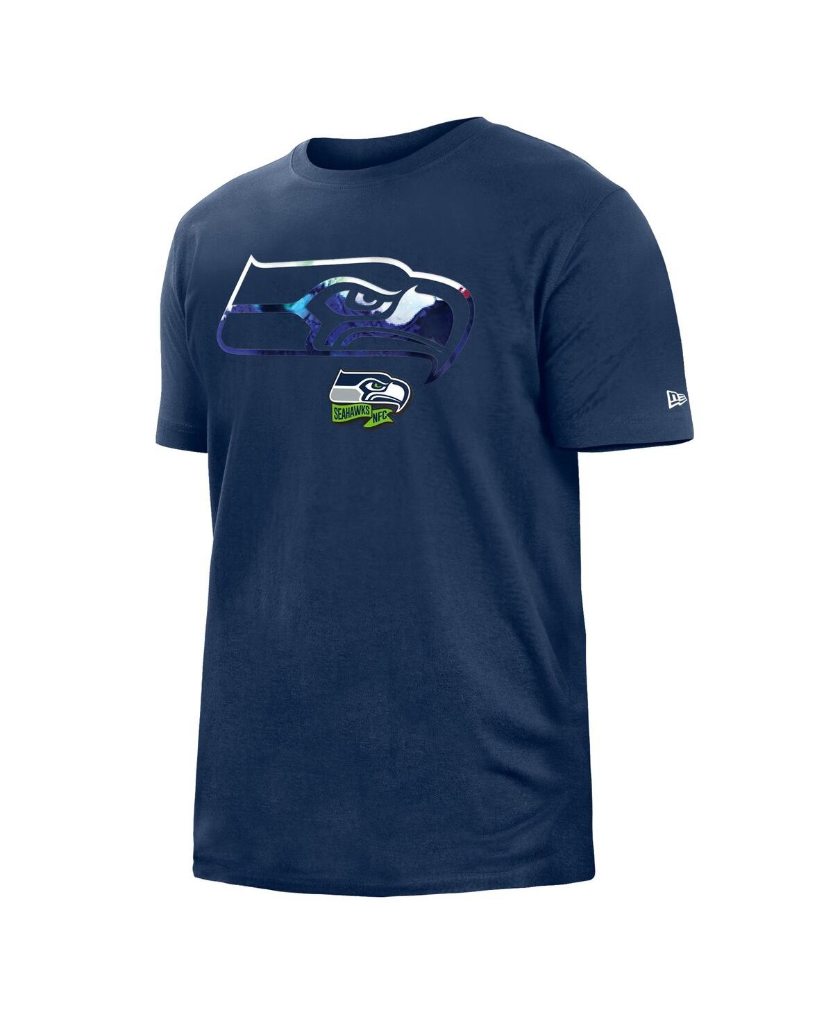 New Era College Navy Seattle Seahawks 2022 Sideline Ink Dye T-shirt In Navy