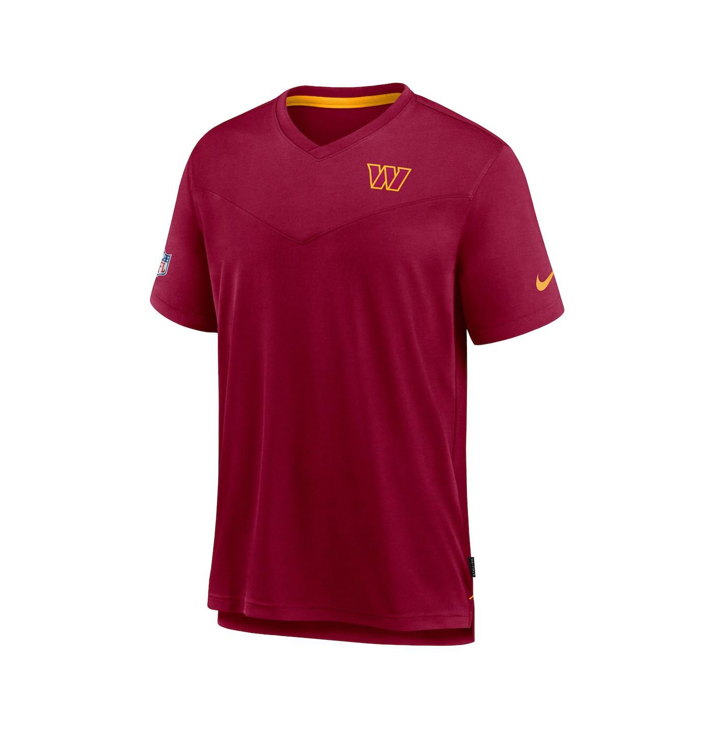 Мужская футболка Nike Burgundy Washington Commanders Sideline Coach Chevron Lock Up Logo V-neck Performance — фото 3