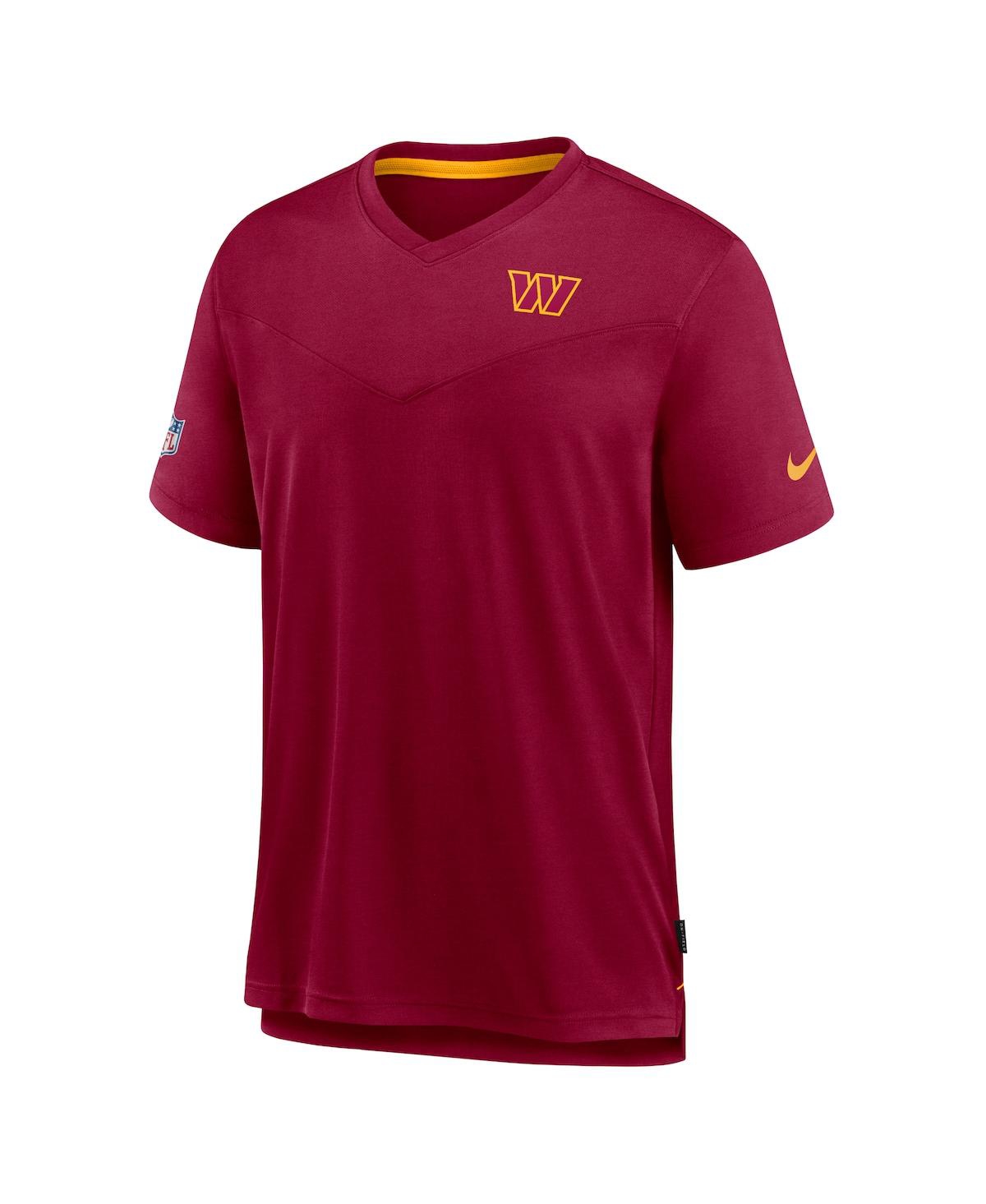 Shop Nike Men's  Burgundy Washington Commanders Sideline Coach Chevron Lock Up Logo V-neck Performance T-s