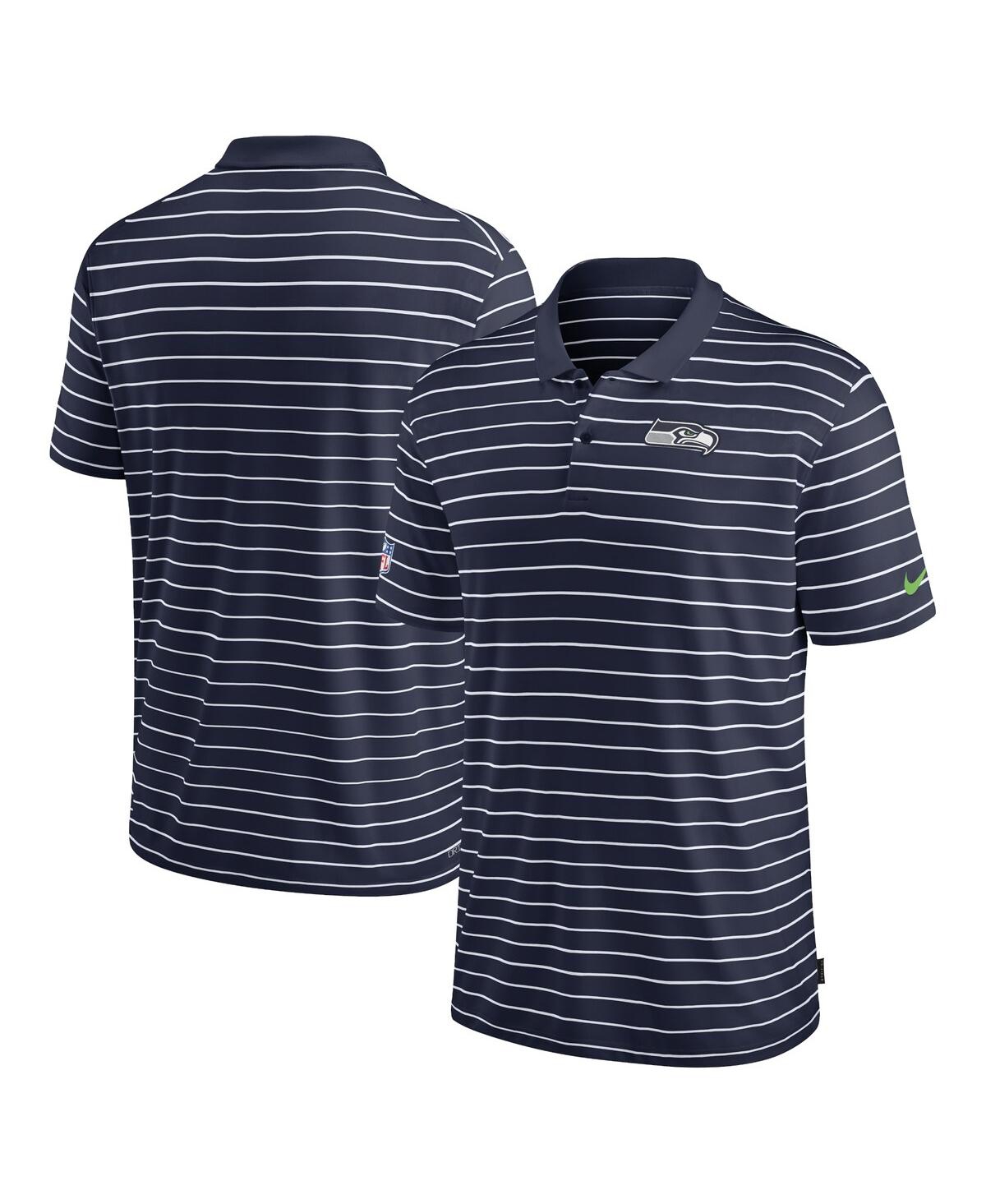Shop Nike Men's  College Navy Seattle Seahawks Sideline Lock Up Victory Performance Polo Shirt