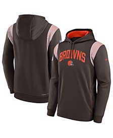 Men's Brown Cleveland Browns Sideline Athletic Stack Performance Pullover Hoodie