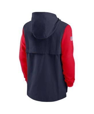 Men's Navy, Red New England Patriots Sideline Player Quarter-zip Hoodie