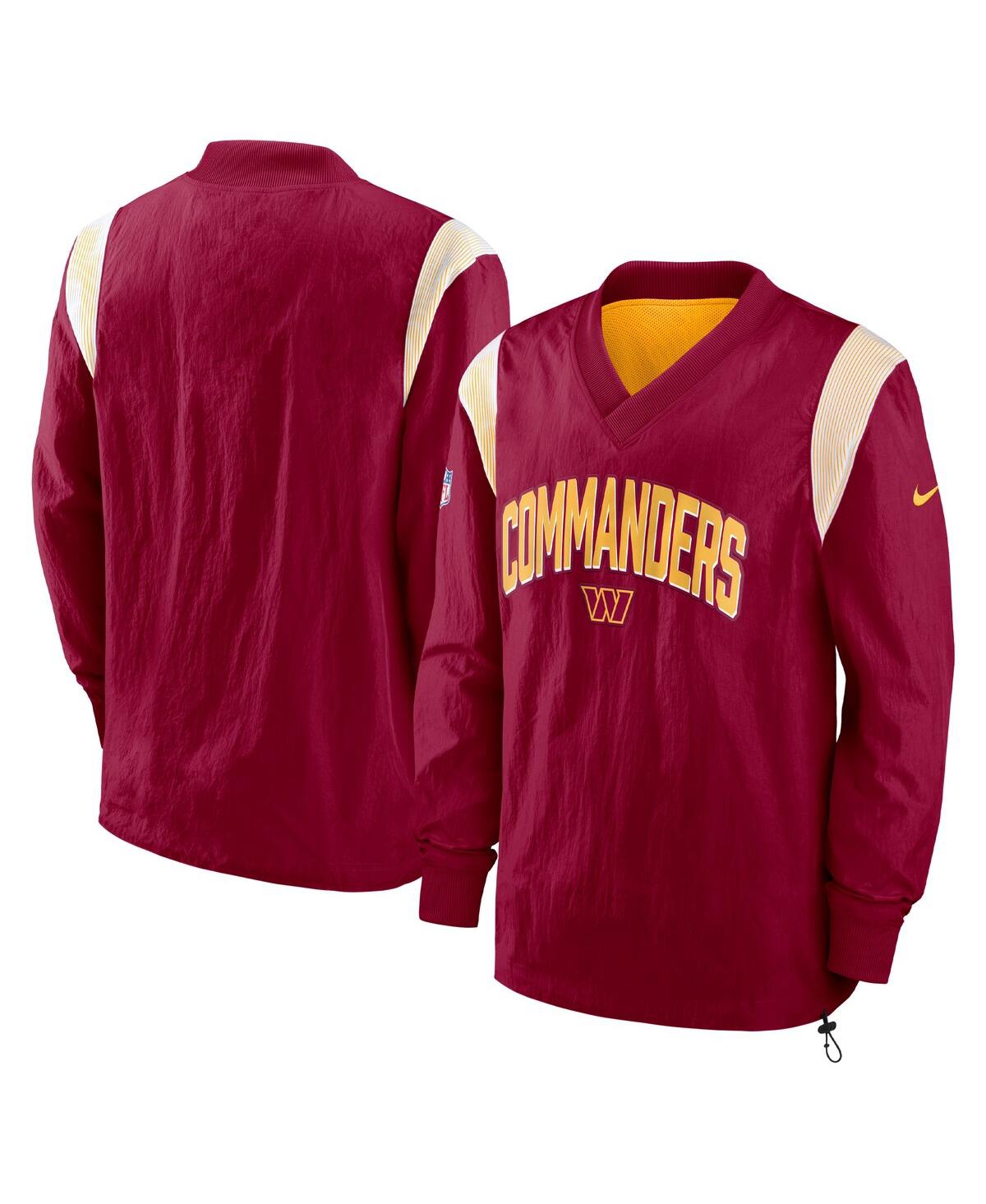 Shop Nike Men's  Burgundy Washington Commanders Sideline Athletic Stack V-neck Pullover Windshirt Jacket