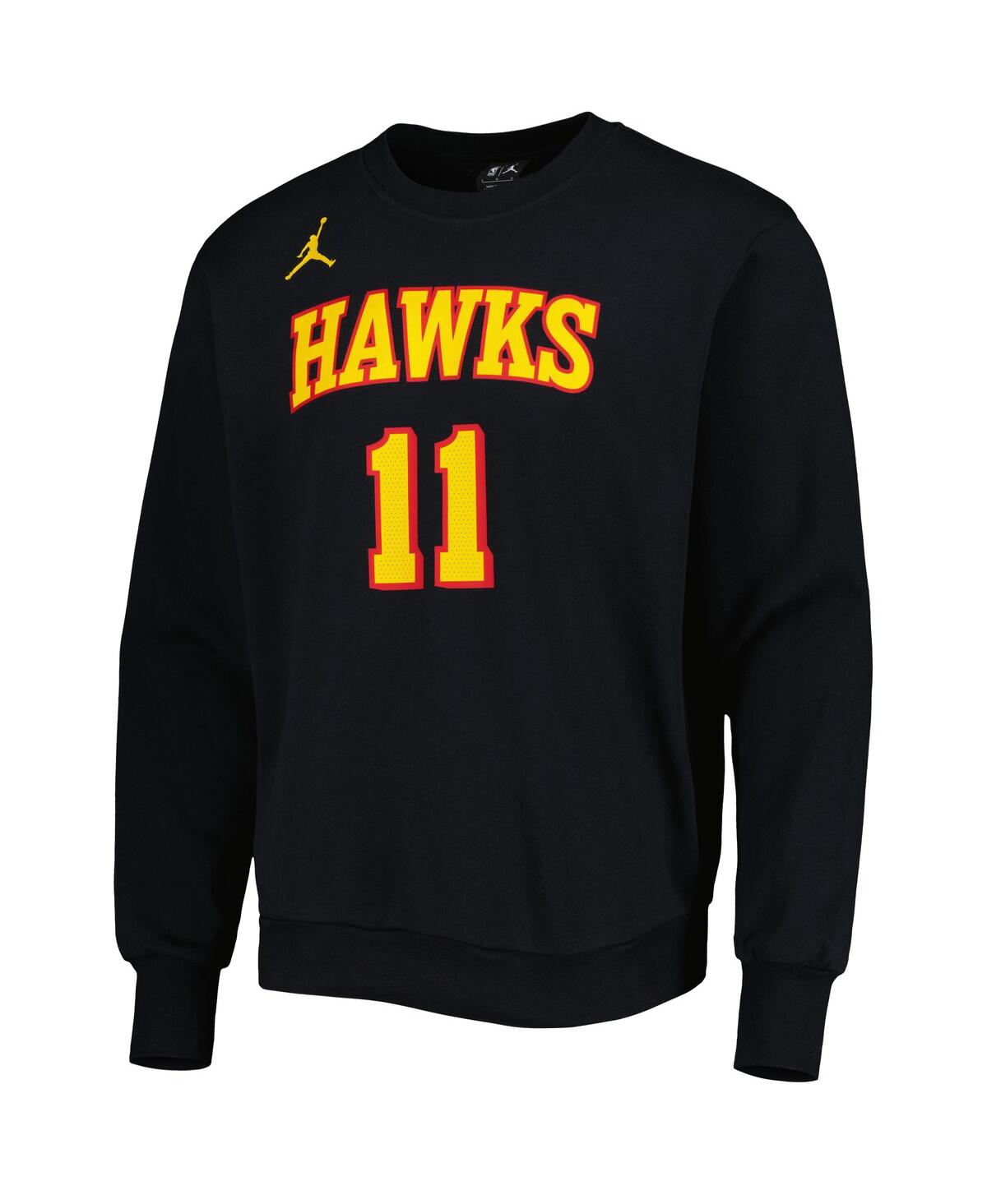 JORDAN MEN'S JORDAN TRAE YOUNG BLACK ATLANTA HAWKS STATEMENT NAME AND NUMBER PULLOVER SWEATSHIRT 