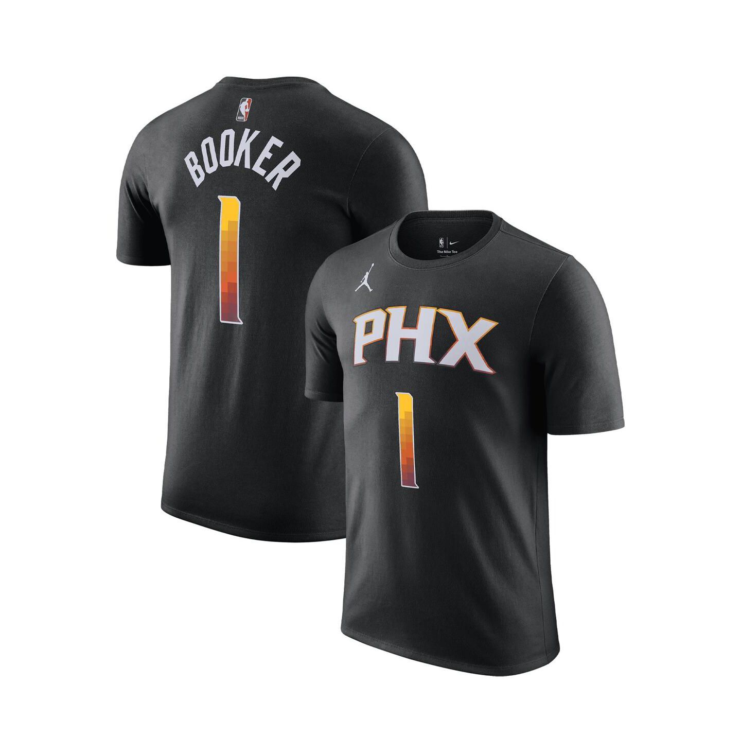 Мужская футболка Jordan Devin Booker Black Phoenix Suns 2022/23 Statement Edition Name and Number — фото 1