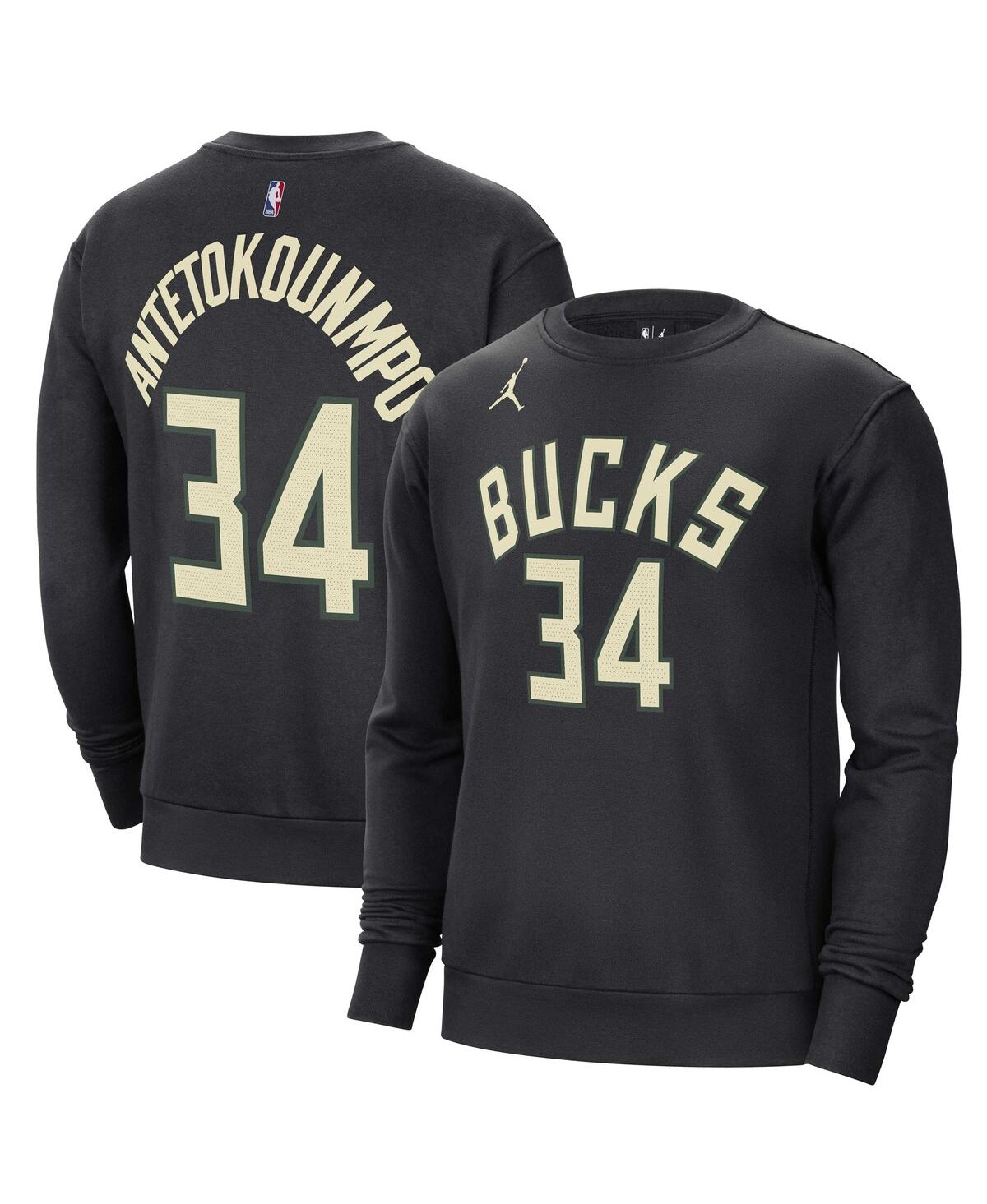 Jordan Men's  Brand Giannis Antetokounmpo Black Milwaukee Bucks Statement Name And Number Pullover Sw In Black
