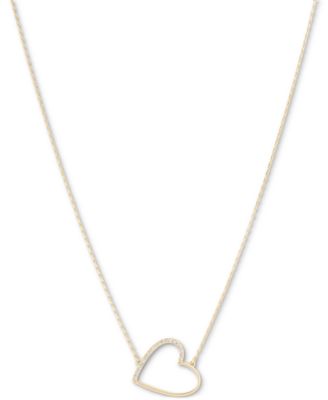 Lucky Brand - Pav&eacute; Open Heart 16-3/4" Pendant Necklace